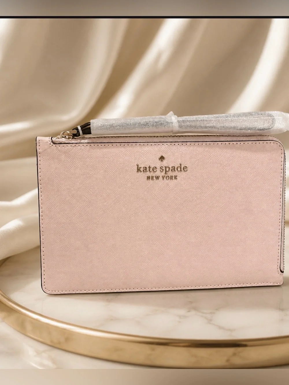 Kate Spade New York Blush Pink Saffiano Zip Wristlet NWT
